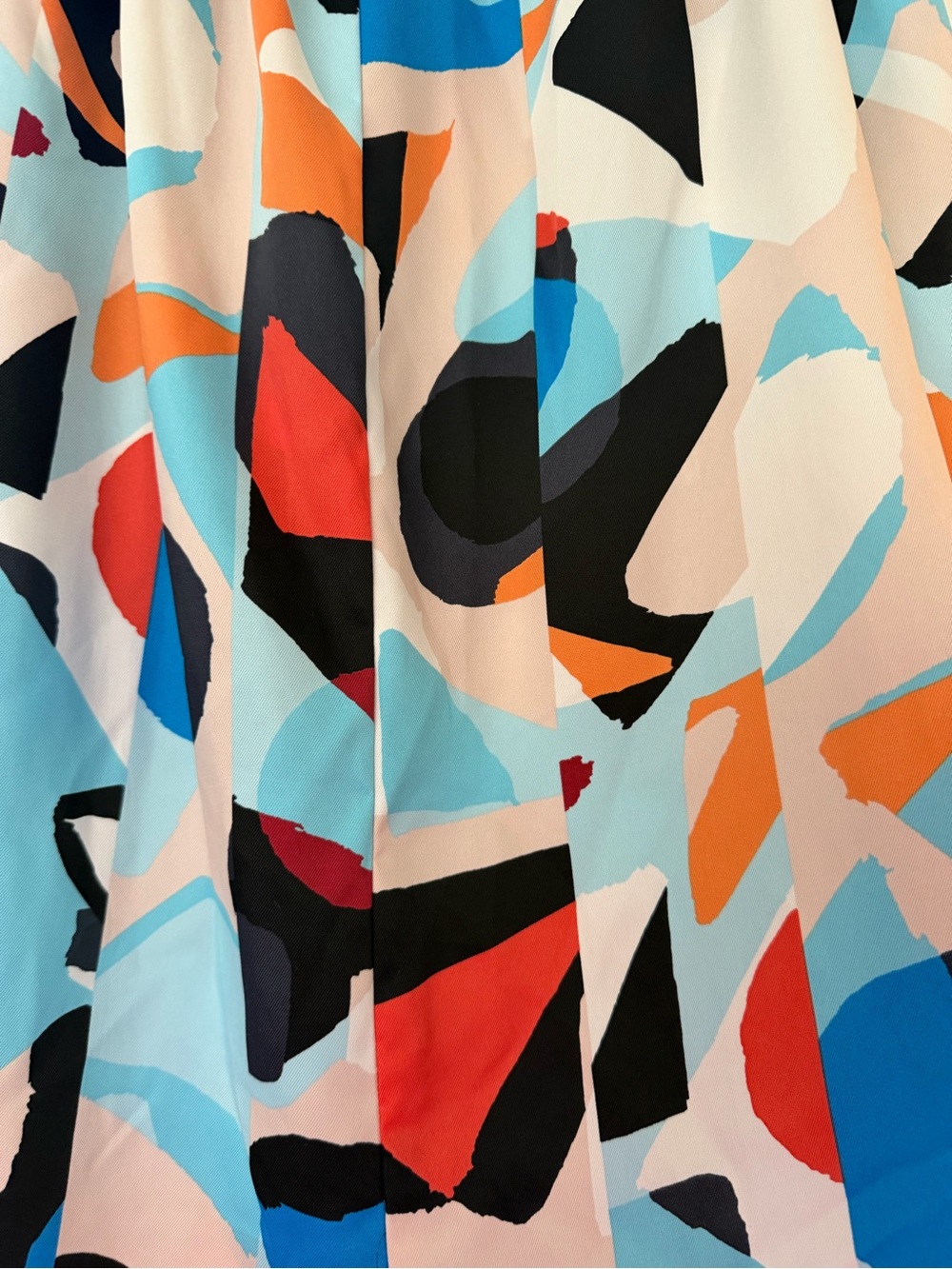 Abstract Print Spaghetti Strap Maxi Dress - Blue, Black, Red, Orange - Picture 3 of 6